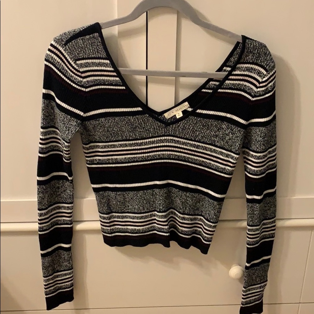 Cropped long sleeve sweater